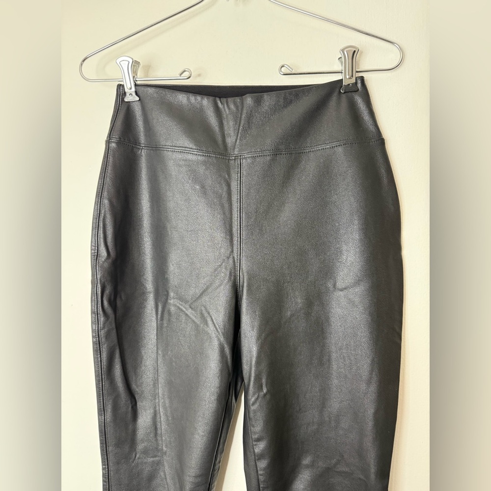 Tuckernuck black faux, leather high waisted wide waistband pants leggings. S - Picture 5 of 10